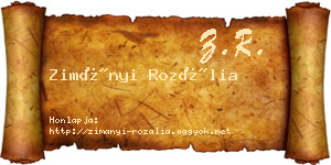 Zimányi Rozália névjegykártya